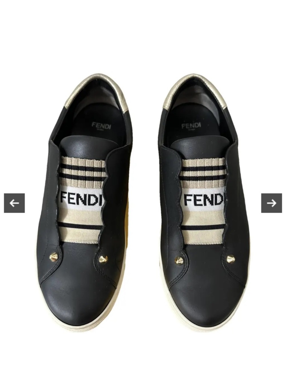 Fendi Rockoclick Leather Sneakers